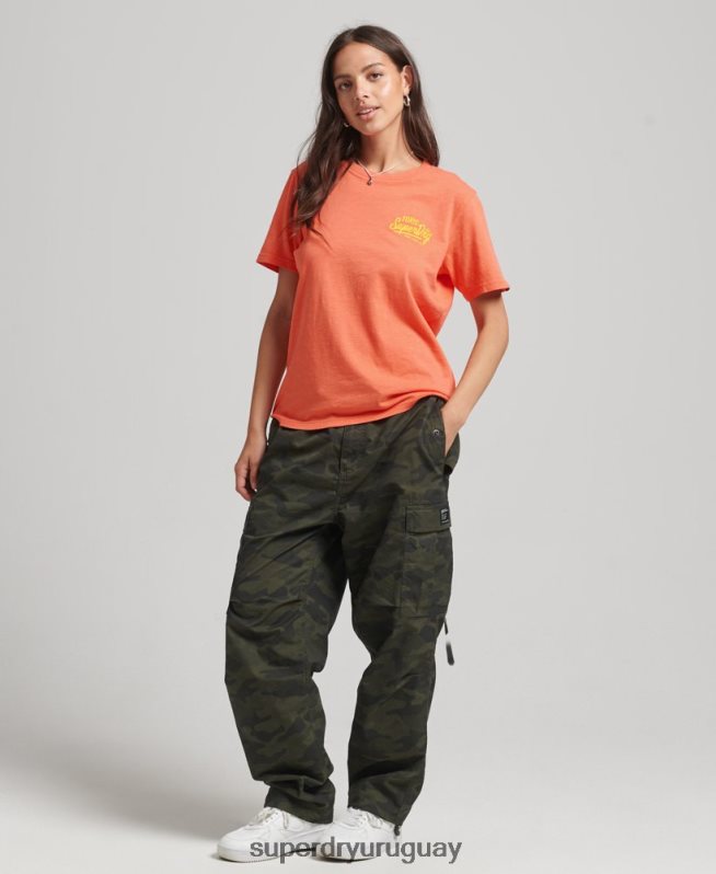 uy Superdry mujer camiseta neón estilo script coral DT2N8Z2770 ropa