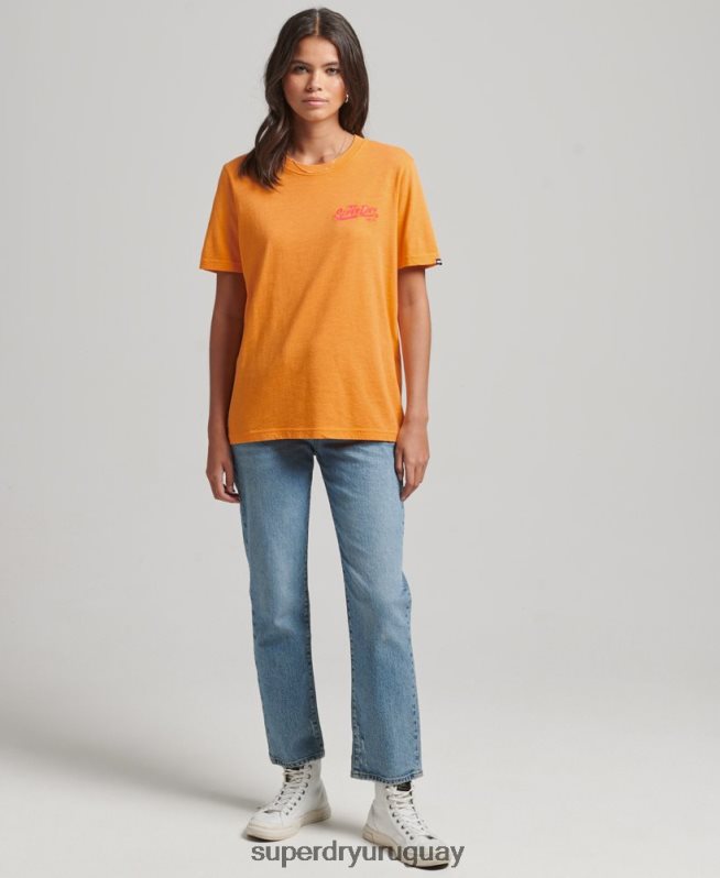 uy Superdry mujer camiseta neón estilo script naranja DT2N8Z2761 ropa