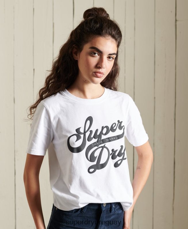 uy Superdry mujer camiseta negra blanco DT2N8Z6269 ropa