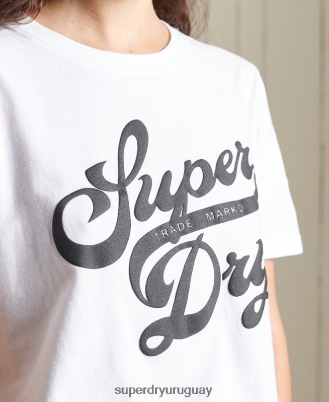 uy Superdry mujer camiseta negra blanco DT2N8Z6269 ropa