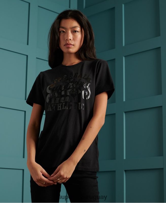uy Superdry mujer camiseta negra negro DT2N8Z2862 ropa