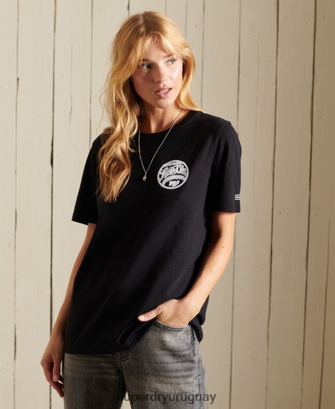 uy Superdry mujer camiseta negra negro DT2N8Z6274 ropa