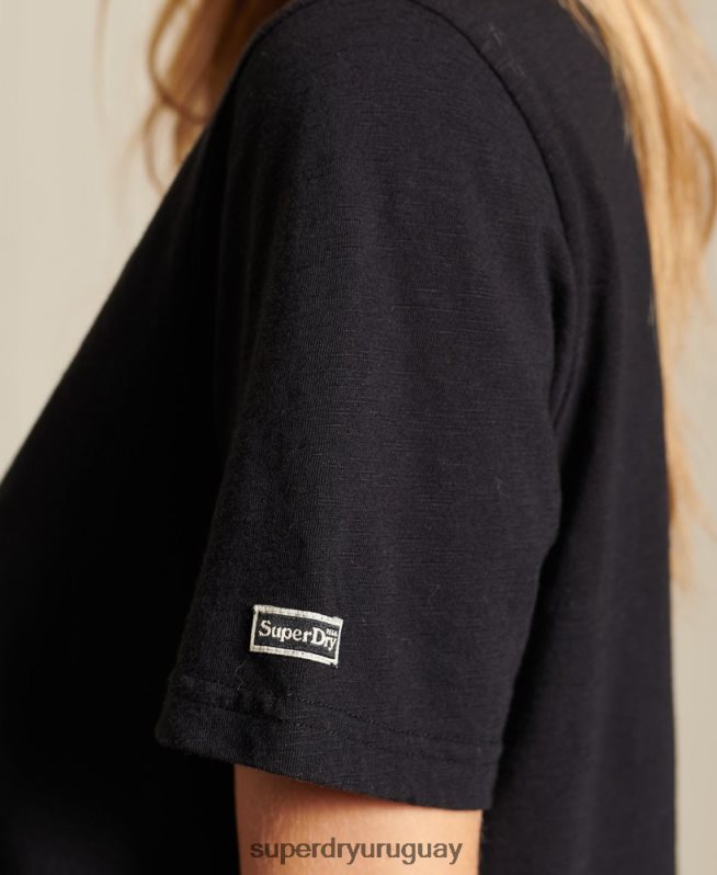 uy Superdry mujer camiseta negra negro DT2N8Z6274 ropa