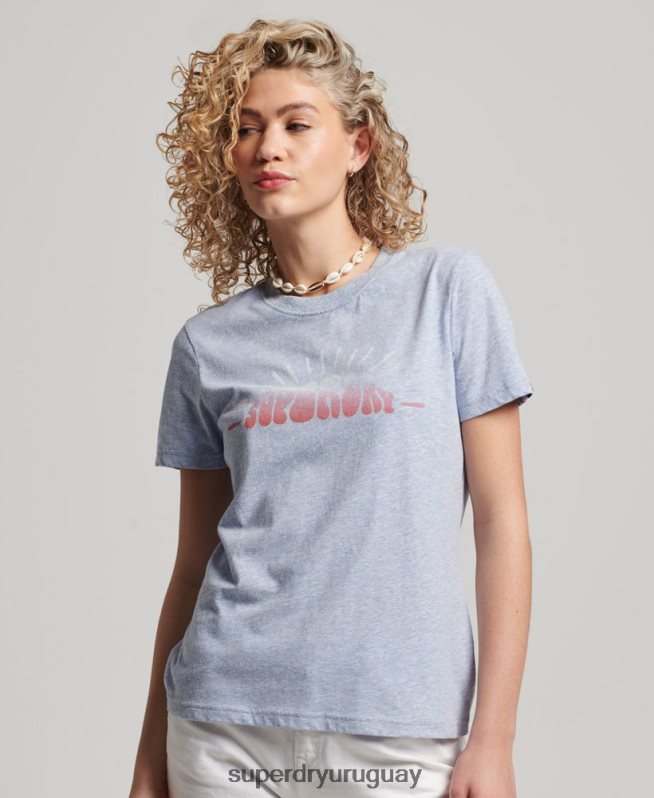 uy Superdry mujer camiseta nostalgia vintage azul claro DT2N8Z2217 ropa