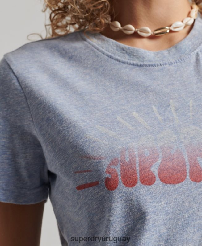 uy Superdry mujer camiseta nostalgia vintage azul claro DT2N8Z2217 ropa