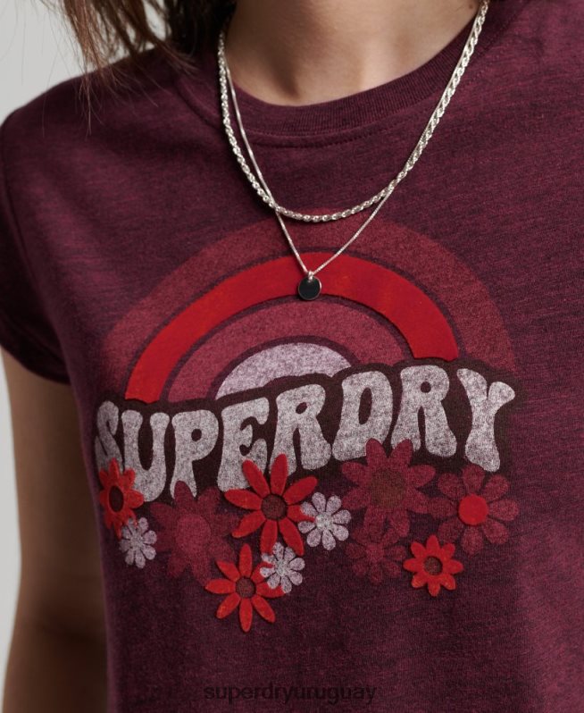 uy Superdry mujer camiseta pitillo vintage años 70 rojo DT2N8Z2626 ropa