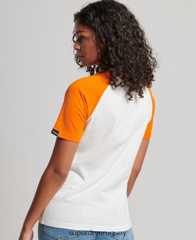 uy Superdry mujer camiseta raglán clásica cooper vintage naranja DT2N8Z2783 ropa
