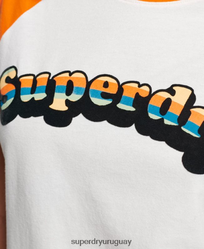 uy Superdry mujer camiseta raglán clásica cooper vintage naranja DT2N8Z2783 ropa