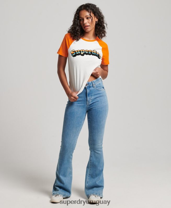 uy Superdry mujer camiseta raglán clásica cooper vintage naranja DT2N8Z2783 ropa