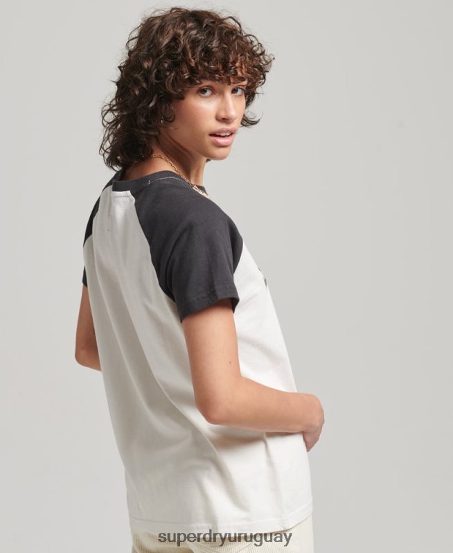 uy Superdry mujer camiseta raglán indie blanco DT2N8Z6251 ropa