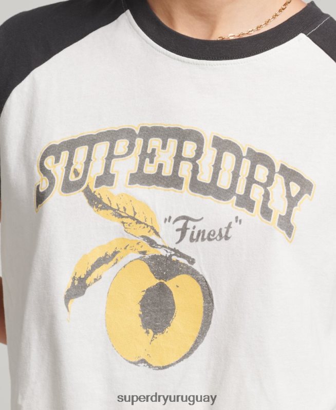 uy Superdry mujer camiseta raglán indie blanco DT2N8Z6251 ropa