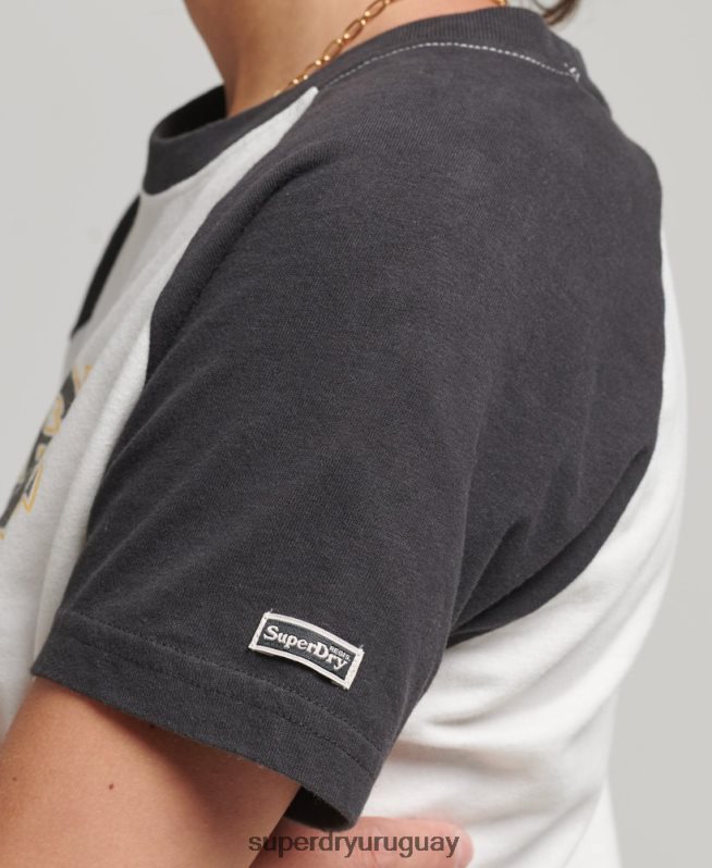 uy Superdry mujer camiseta raglán indie blanco DT2N8Z6251 ropa