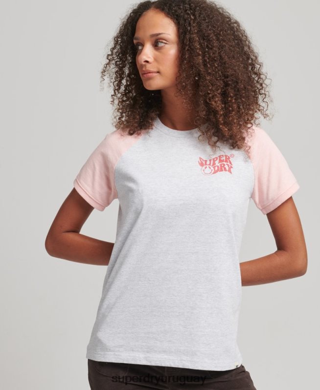 uy Superdry mujer camiseta raglán reciclada gris DT2N8Z6225 ropa