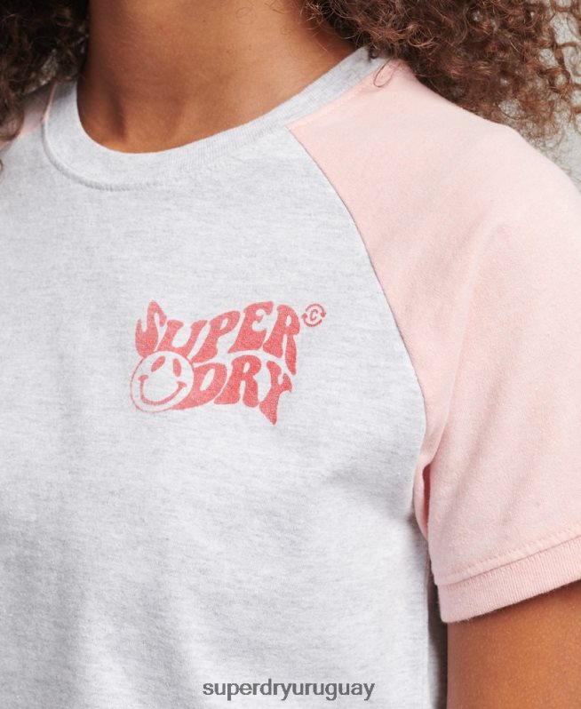 uy Superdry mujer camiseta raglán reciclada gris DT2N8Z6225 ropa