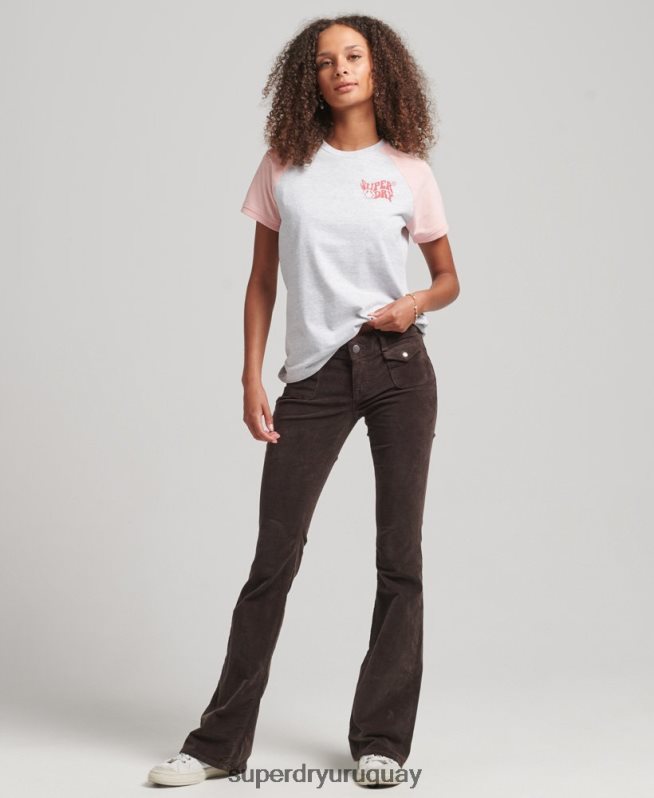 uy Superdry mujer camiseta raglán reciclada gris DT2N8Z6225 ropa
