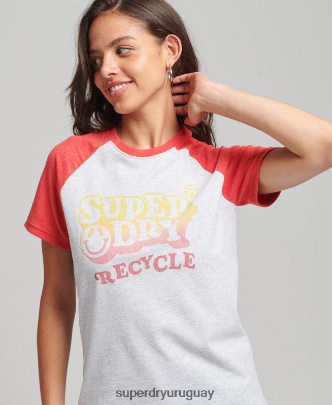 uy Superdry mujer camiseta raglán reciclada gris DT2N8Z6237 ropa