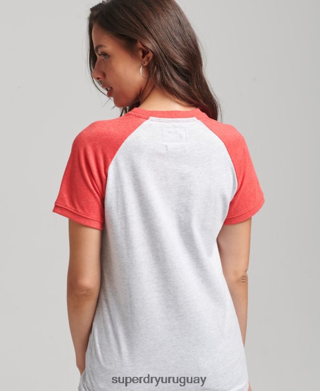 uy Superdry mujer camiseta raglán reciclada gris DT2N8Z6237 ropa