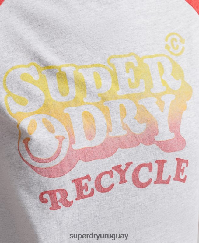 uy Superdry mujer camiseta raglán reciclada gris DT2N8Z6237 ropa