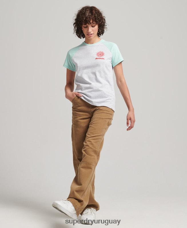 uy Superdry mujer camiseta raglán reciclada gris DT2N8Z6287 ropa