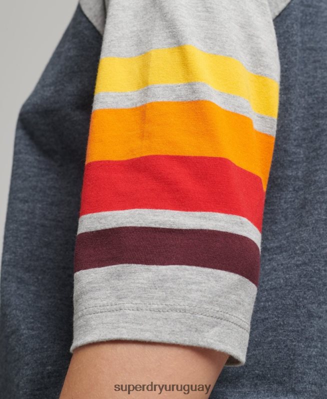 uy Superdry mujer camiseta raglan cali stripe 2.0 de algodón orgánico Armada DT2N8Z6260 ropa