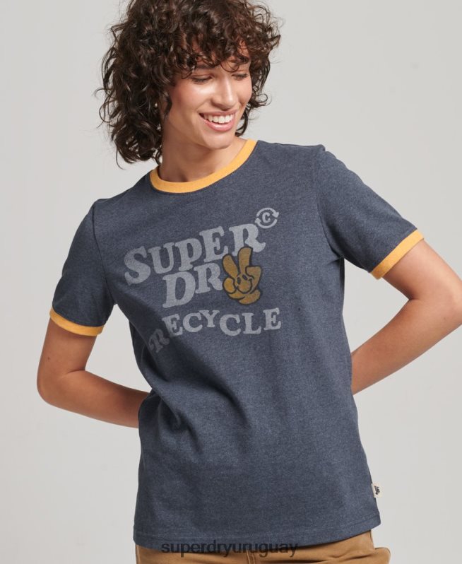 uy Superdry mujer camiseta ringlera reciclada Armada DT2N8Z6224 ropa