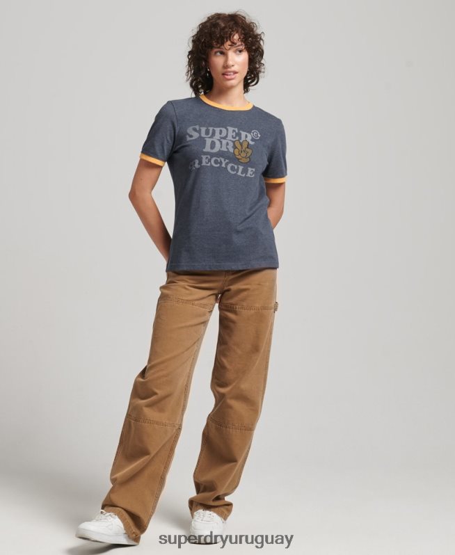 uy Superdry mujer camiseta ringlera reciclada Armada DT2N8Z6224 ropa