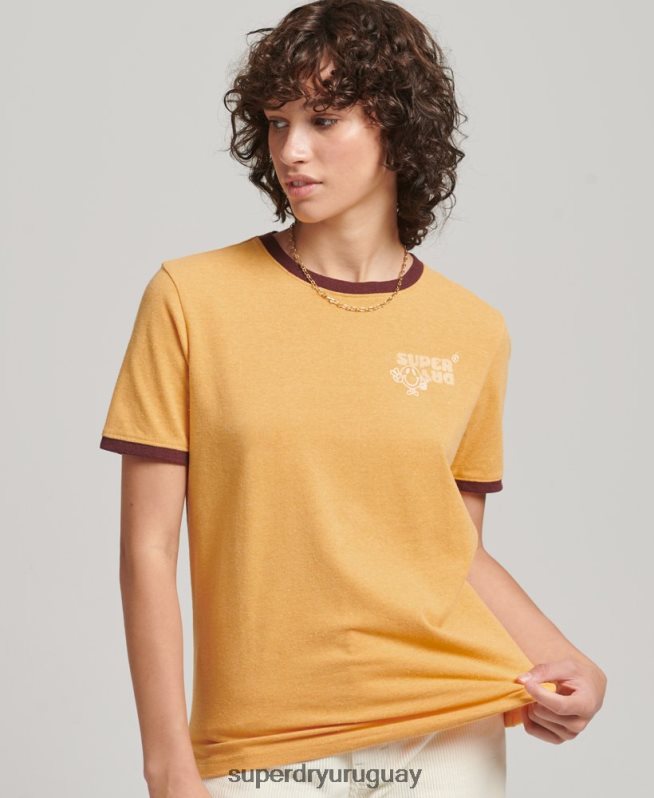 uy Superdry mujer camiseta ringlera reciclada amarillo DT2N8Z6241 ropa