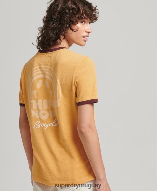 uy Superdry mujer camiseta ringlera reciclada amarillo DT2N8Z6241 ropa