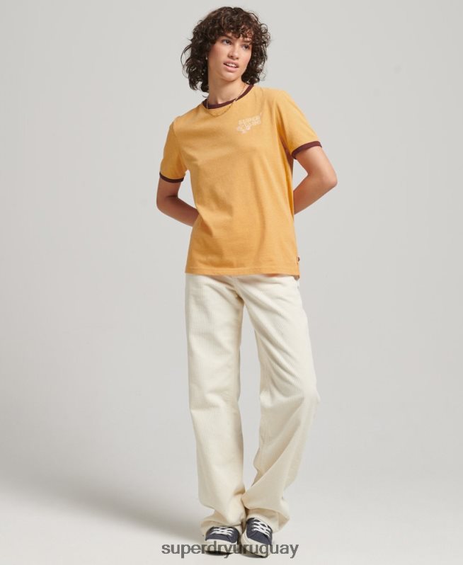uy Superdry mujer camiseta ringlera reciclada amarillo DT2N8Z6241 ropa