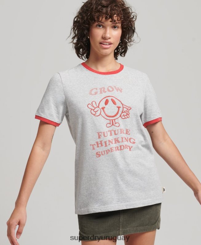 uy Superdry mujer camiseta ringlera reciclada gris DT2N8Z6254 ropa