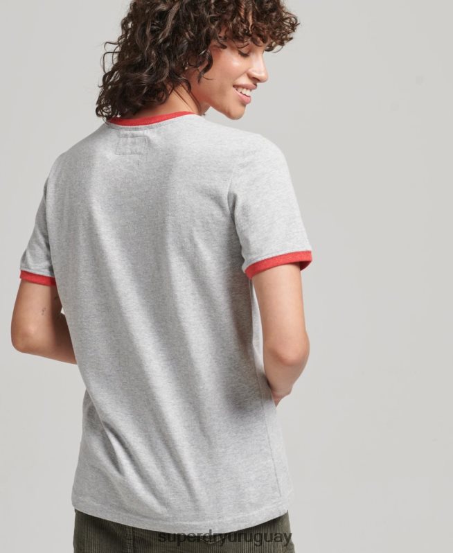 uy Superdry mujer camiseta ringlera reciclada gris DT2N8Z6254 ropa