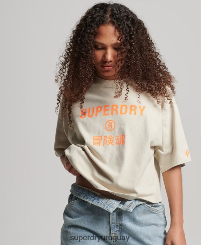uy Superdry mujer camiseta sport core algodón orgánico beige DT2N8Z2259 ropa