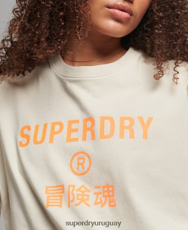uy Superdry mujer camiseta sport core algodón orgánico beige DT2N8Z2259 ropa