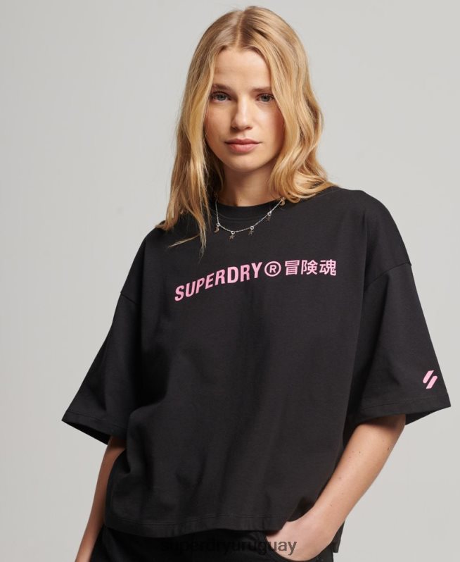 uy Superdry mujer camiseta sport core algodón orgánico negro DT2N8Z2310 ropa