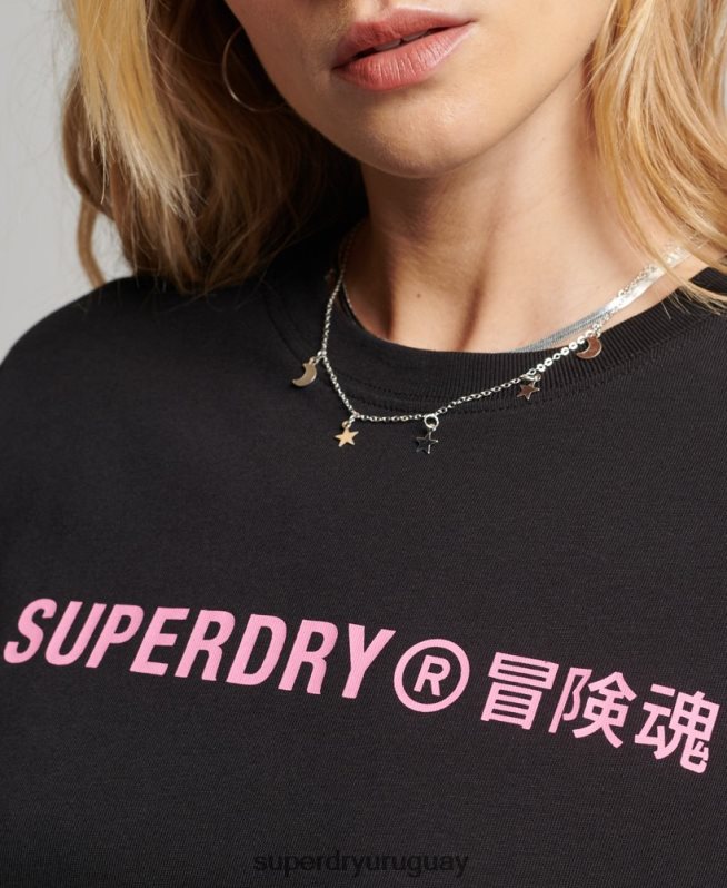 uy Superdry mujer camiseta sport core algodón orgánico negro DT2N8Z2310 ropa