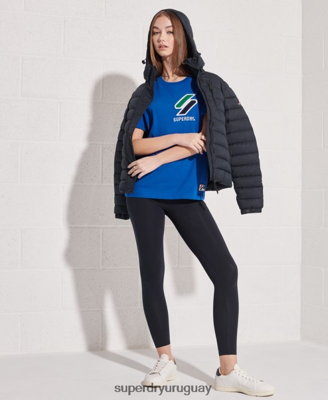 uy Superdry mujer camiseta sportstyle de chenilla de algodón orgánico azul DT2N8Z2851 ropa