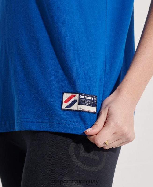uy Superdry mujer camiseta sportstyle de chenilla de algodón orgánico azul DT2N8Z2851 ropa