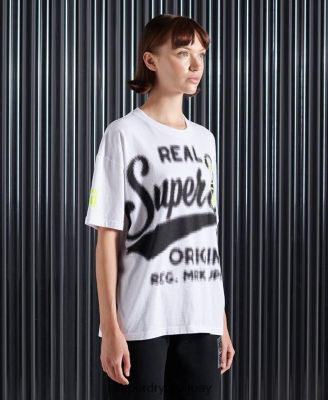 uy Superdry mujer camiseta super 5 deconstruida blanco DT2N8Z2788 ropa
