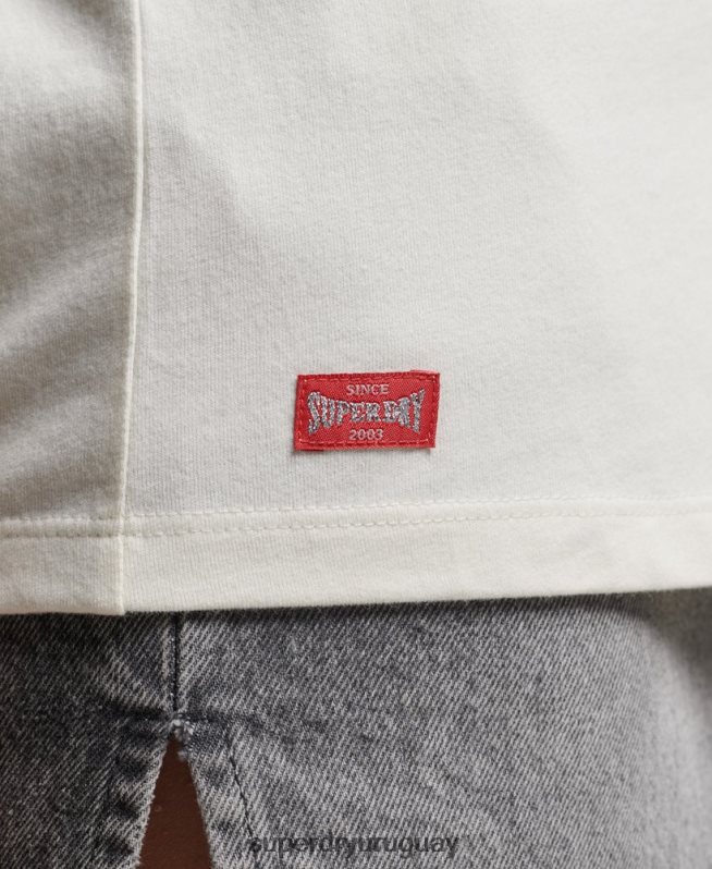 uy Superdry mujer camiseta universitaria de algodón orgánico con texto vintage blanco DT2N8Z2291 ropa