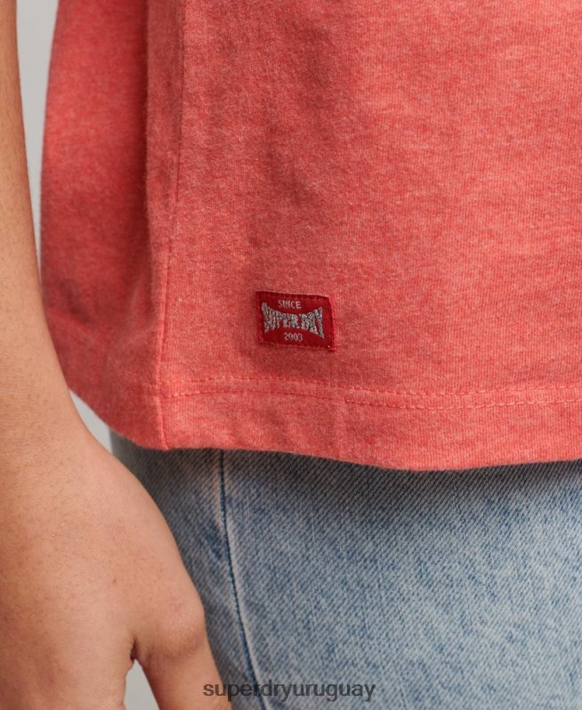 uy Superdry mujer camiseta universitaria de algodón orgánico con texto vintage coral DT2N8Z2247 ropa