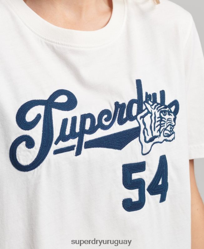 uy Superdry mujer camiseta universitaria estilo script blanco DT2N8Z2777 ropa