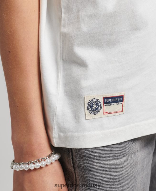uy Superdry mujer camiseta universitaria estilo script blanco DT2N8Z2777 ropa