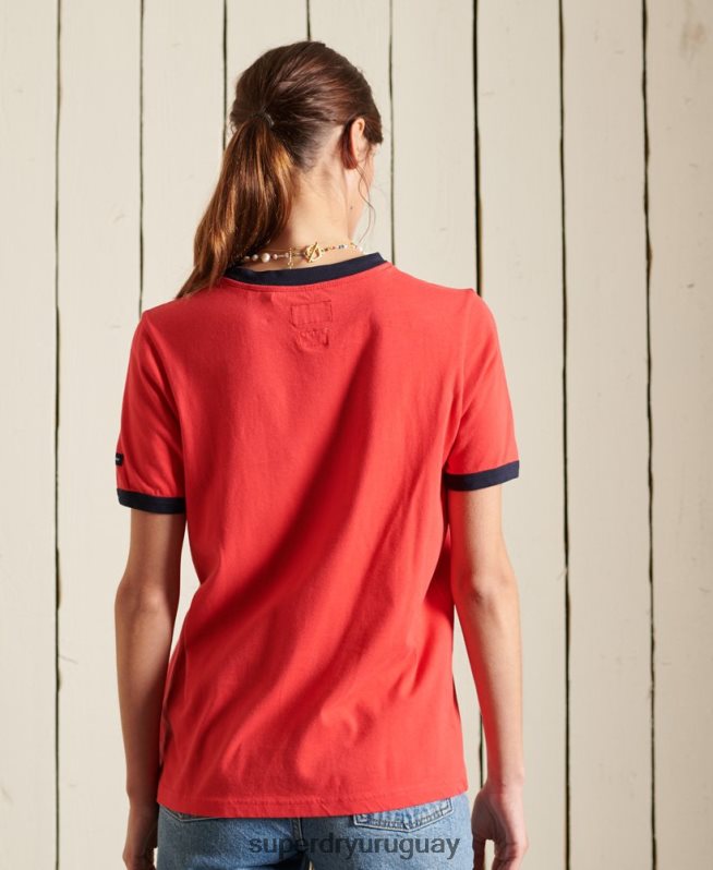 uy Superdry mujer camiseta universitaria estilo script rojo DT2N8Z2857 ropa