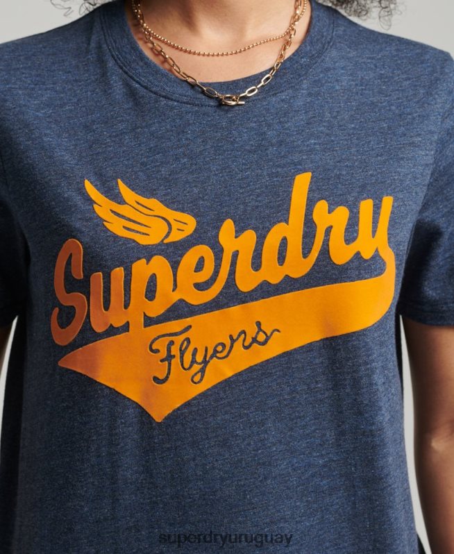 uy Superdry mujer camiseta universitaria estilo script vintage Armada DT2N8Z6283 ropa