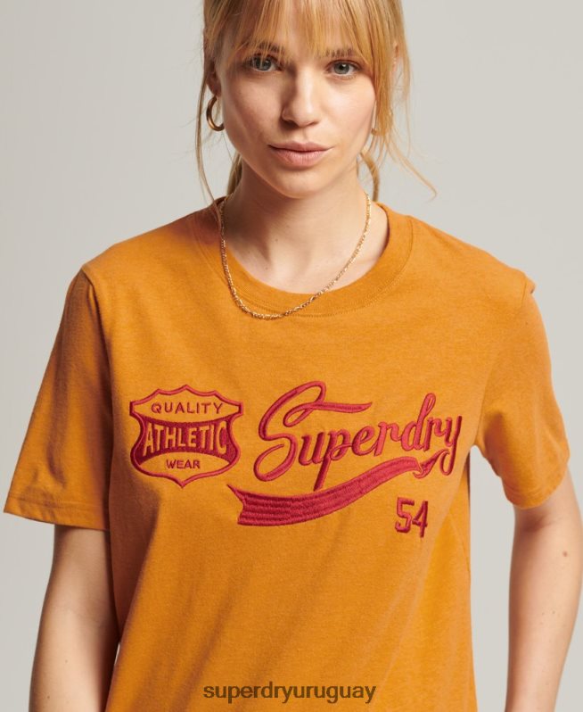 uy Superdry mujer camiseta universitaria estilo script vintage amarillo DT2N8Z2731 ropa