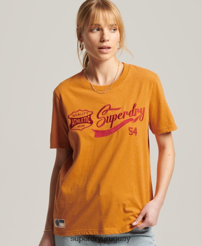 uy Superdry mujer camiseta universitaria estilo script vintage amarillo DT2N8Z2731 ropa