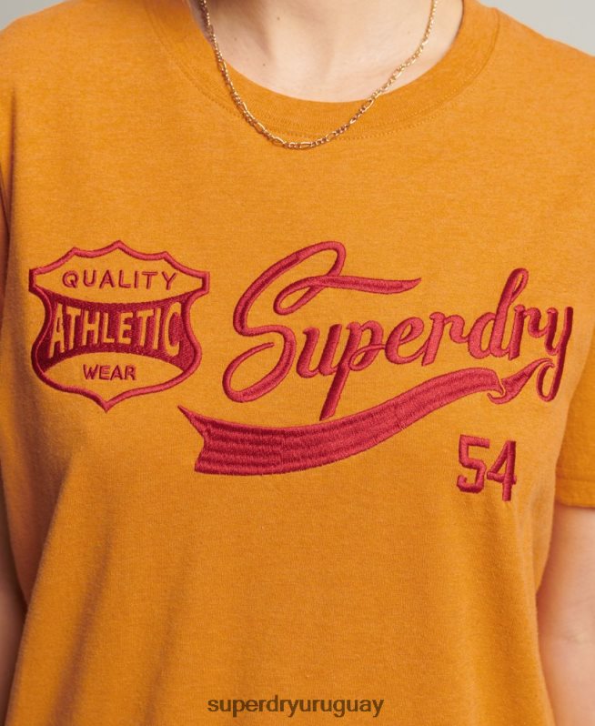 uy Superdry mujer camiseta universitaria estilo script vintage amarillo DT2N8Z2731 ropa
