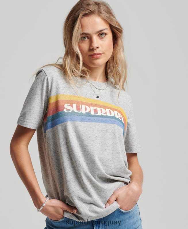 uy Superdry mujer camiseta vintage al aire libre gris DT2N8Z2663 ropa