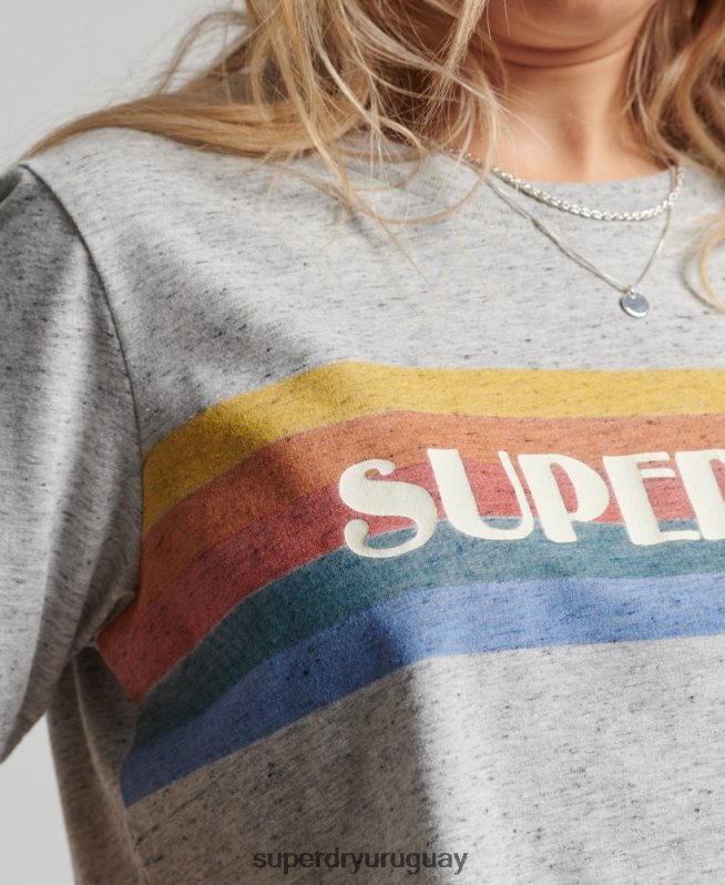 uy Superdry mujer camiseta vintage al aire libre gris DT2N8Z2663 ropa