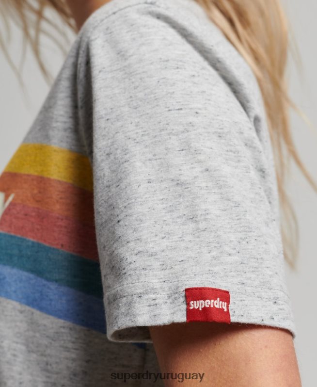uy Superdry mujer camiseta vintage al aire libre gris DT2N8Z2663 ropa